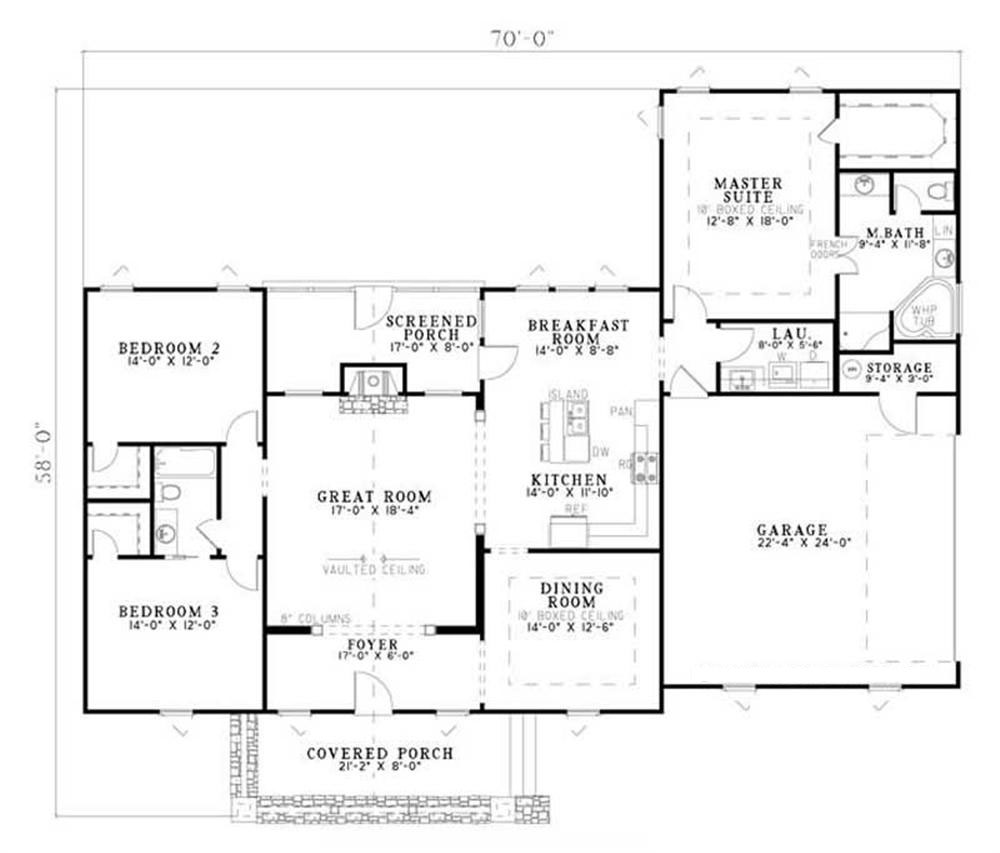 Floor Plan First Story of Country Plan #153-1762